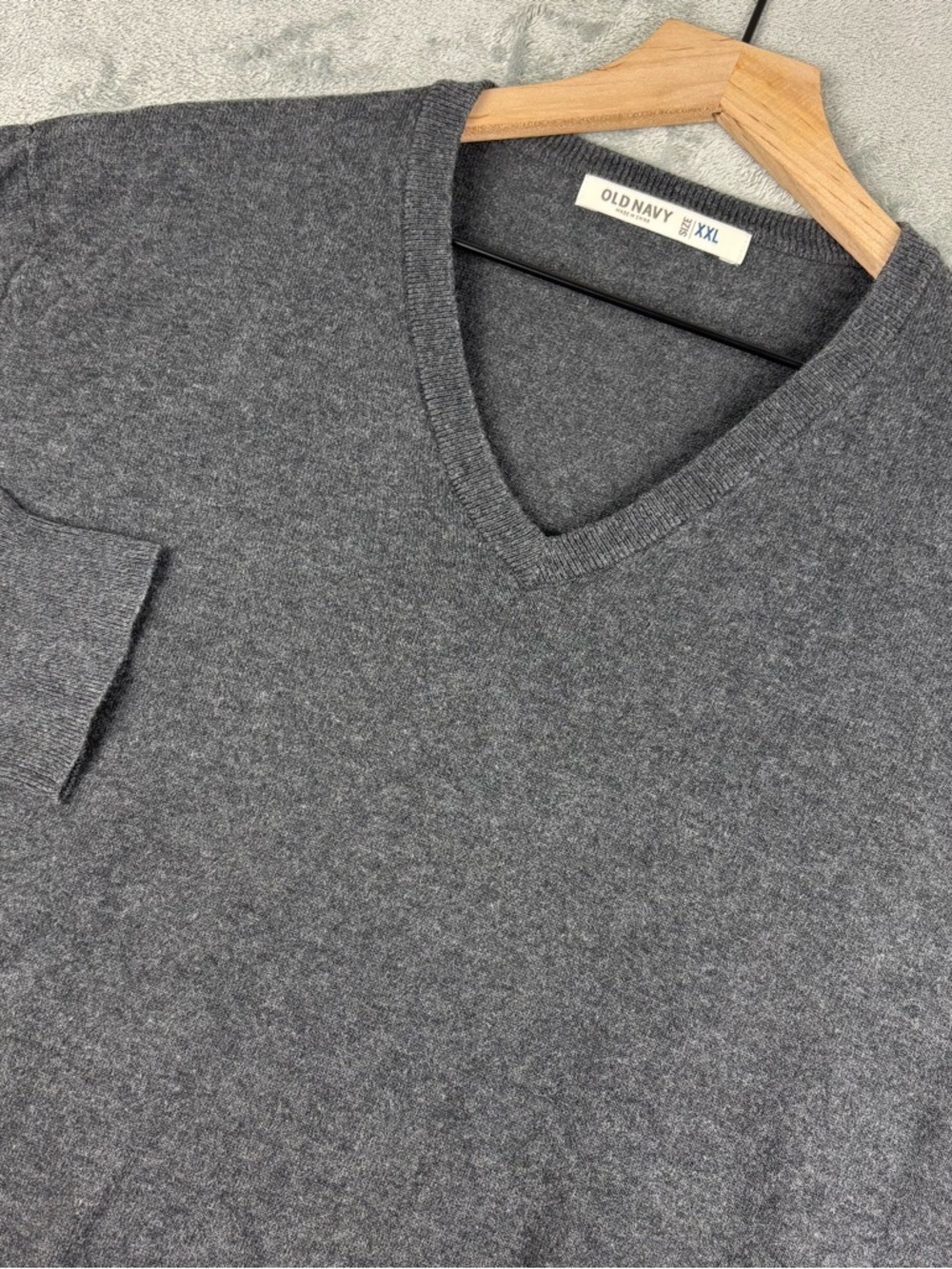 Old Navy Sweater Mens 2XL Gray V-Neck Pullover Lightweight‎ Cotton XXL
